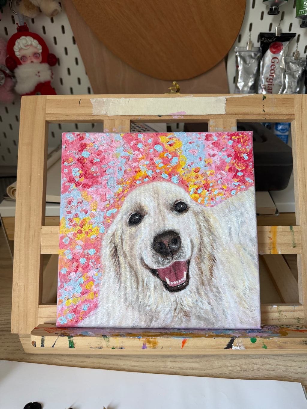 Miss Lemon (Golden Retriever) - Peinture à l'huile sur commande